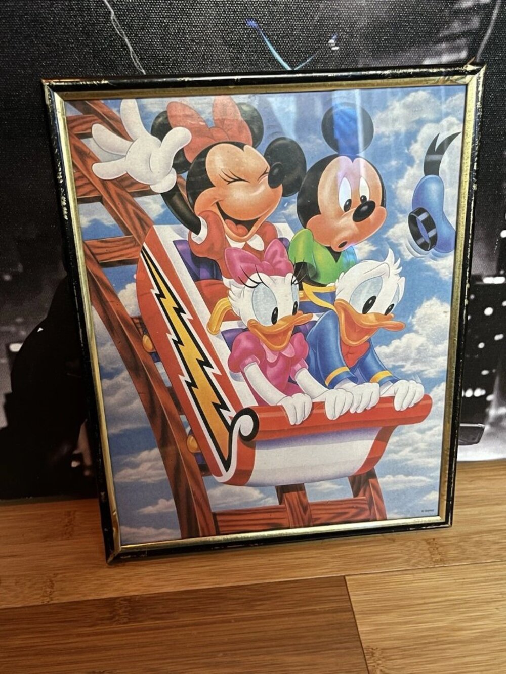 Vintage Disney Donald Daisy Mickey Minnie Mouse Rollercoaster 8X10 Picture Frame